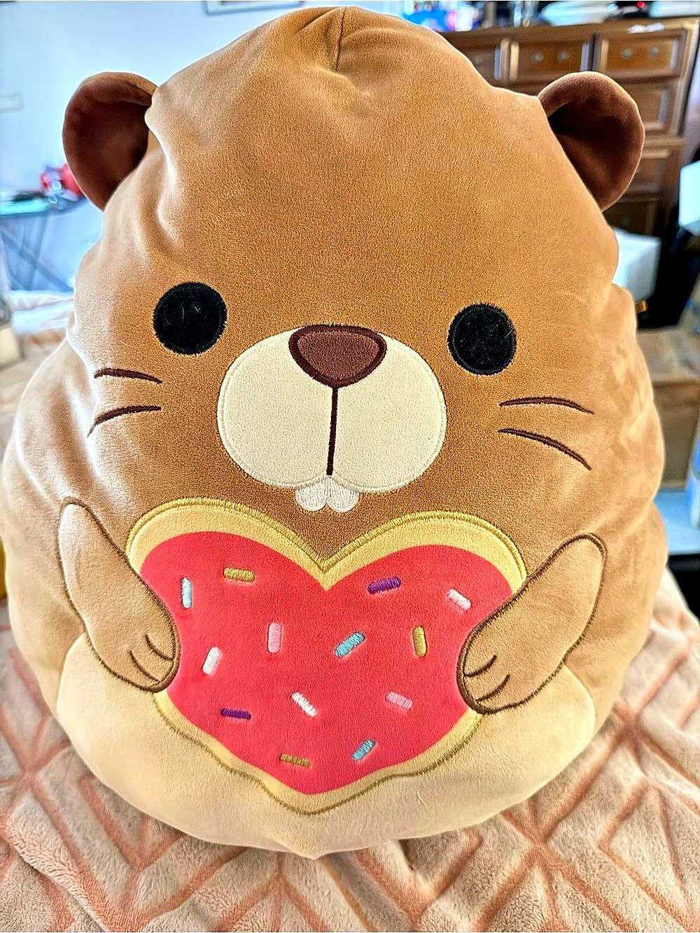 Squishmallows Chip the Beaver Valentine's Edition (Heart Cookie) Plush